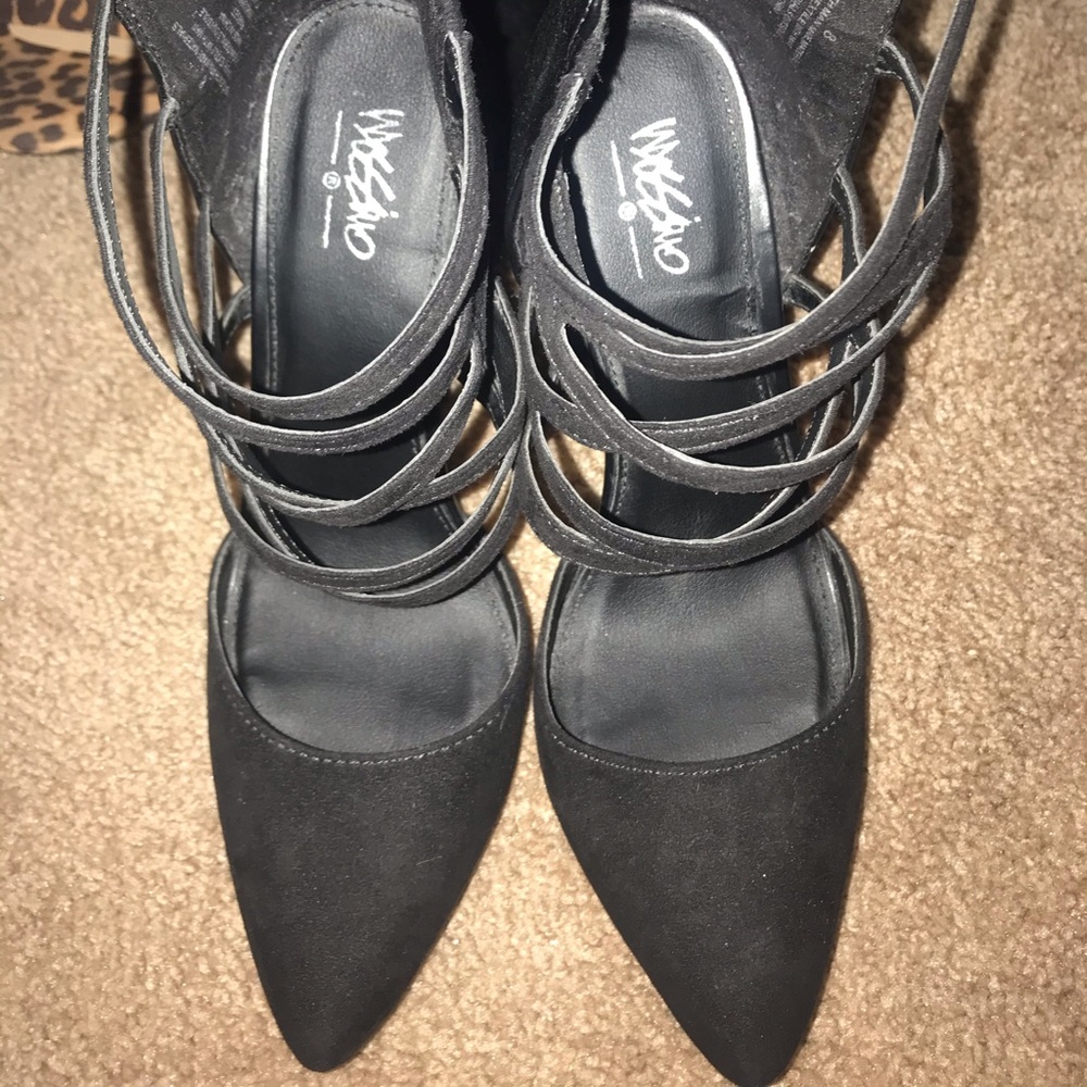 Black zip up heels